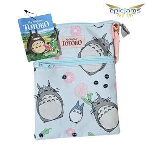 Studio Ghibli My Neighbor Totoro Sakura Floral Passport Crossbody Bag Purse New